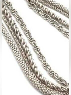 Silpada Sterling Silver Four-Strand Oxidized Popcorn and Rope Necklace